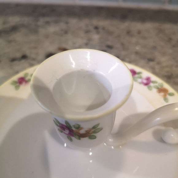 Vintage Nippon (Japan) 4.5" Handed Painted Porcelain Handled Candlestick Holder - Picture 4 of 8